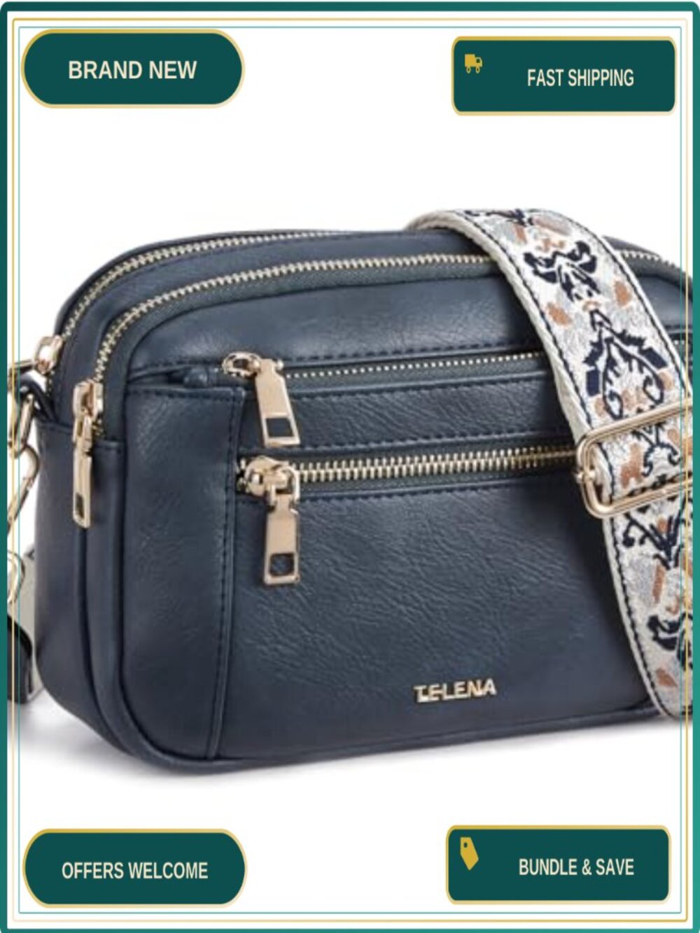 Vegan Leather Crossbody Bag Adjustable Strap Small Purse